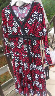 My Michelle Rose geometric empire drop waist dress black red white NWT 