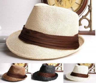 new straw vintage fedora hat sun visor womens mens