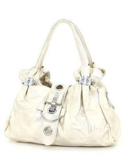 Pearl Beige Faux Leather Large Hobo Handbag with Silver Hardware For 