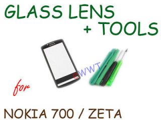 Replacement Black Front Screen Cover Glass Lens+Tools for Nokia 700 