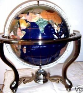 220mm gemstone world globe bronze stand earth map spinAAa
