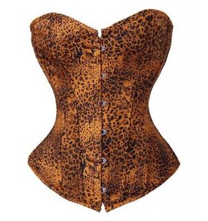 leopard print wild denim overbust boned corset s m l xl