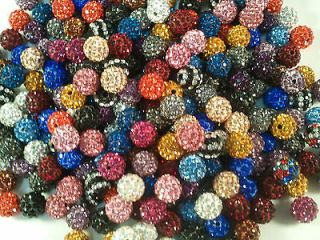 Fashion 75pcs color mix Shamballa beads 10mm Micro Pave CZ Disco Ball 