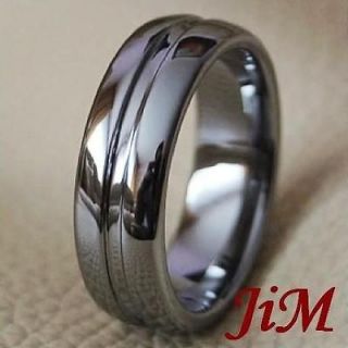 TUNGSTEN RINGS GROOVED MENS WEDDING BAND TITANIUM COLOR SHINY JEWELRY 