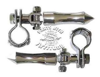 SHORT SPIKE HIGHWAY FOOT PEGS WITH CRASH BAR MOUNTS (POLISHED 