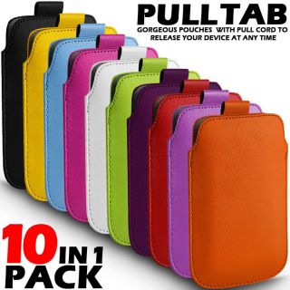 10 IN 1 PACK PULL TAB LEATHER POUCH CASE COVER FOR VARIOUS BLACKBERRY 