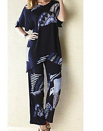 Midnight Velvet Mixed Blues Pant Suit size XL 16 18 new in package