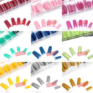   pcs Glitter Acrylic False Nail Tips Extension Supplies 18 Color Design