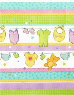 Clothesline Baby Shower Party Table Cover 54 x 102 Party Supplies