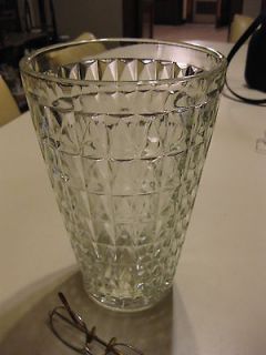Vintage E.O. Brody Clear Spear Design Large Vase 10 Tall 6 1/2 In 