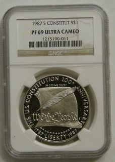 1987 s ngc pf69 constitution proof silver dollar coin time