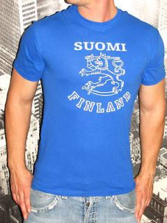 new suomi finland lion vtg hockey football t shirt l