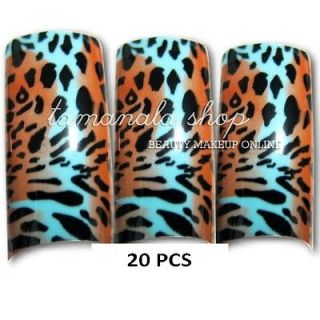   Nails French manicure Fake Leopard Print Nail ArtTips Free Glue