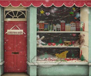 6ft x 5ft Vinyl Photo Backdrop Floordrop / Christmas Toy Store, Santa 