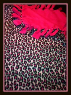   Fleece Animal Print Zebra Hot Pink Fleece No Sew Tie Knot Blanket