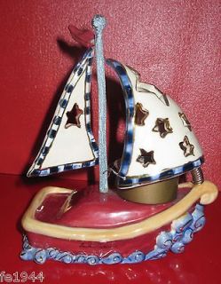 blue sky clayworks boat dreamer with sails candle holder  