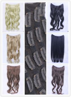 1pcs Womens Remy Long 5 Clips In Synthetic Hair Extension Accessories 
