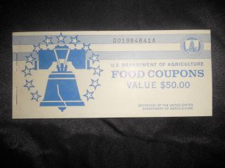 rare $ 50 00 usda food stamp booklet empty time