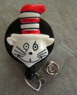 Dr. Seuss Cat in the Hat ID Badge Holder RETRACTABLE REEL Swivel Clip 