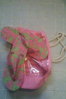 jazzercise flip flops in bag new pink green large time