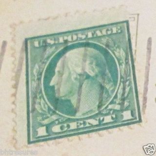 Old 1913 Comic Dog Postcard Green Washington 1 Cent Stamp horrid to be 