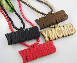   Hip Hop 4pcs wayne YMCMB drake Pendants Wood Rosary Bead Necklaces