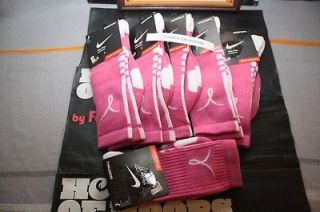 Nike Elite Breast Cancer Socks Men 6 8 WMN 6 10 Pink White Basketball 
