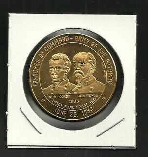 1963 Transfer of Command   Army of the Potomac 50 cent souvenir token