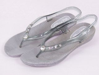 Womens Soft Jelly Flip Flops Crystals Sport Sandals Shoes Thongs 