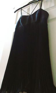 NEW  Womens LBD Mini Black Pleated Dress V Neck Straps 4 