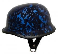 GERMAN STYLE BLUE BONEYARD   Novelty Motorcycle Helmet   German Army 