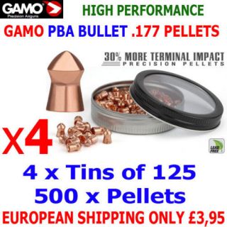 gamo pba bullet 177 airgun pellets 4 tins x125pcs new