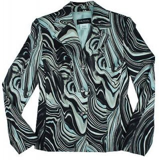 New BETTY BARCLAY Womens Chocolate Swirls Pattern Blazer Jacket sz S 