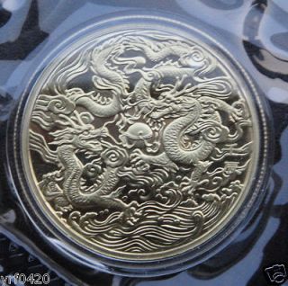 2012 china dragon medal token sealed gold color from china