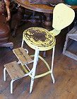 Vintage & Rare 1920s Yellow Kitchen Chair Stool Pull Out wooden Steps