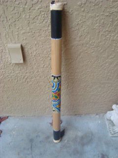 AWESOME 40 LONG ABORIGINAL STYLE BAMBOO RAINSTCK WITH DOT PAINTING 