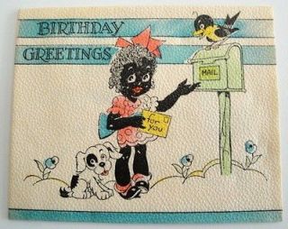 Old Antique Vintage Black Americana Memorabilia Birthday Greeting Card