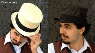   Top Hat Off White Black Coachmen Victorian Chinese Panama Steampunk