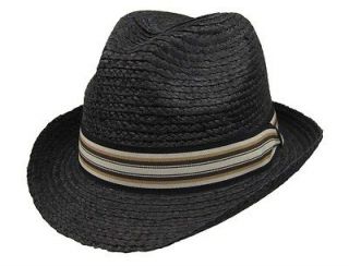 SWANKY STRAW FEDORA Godfather Cuban SUMMER Black RAFFIA Hat