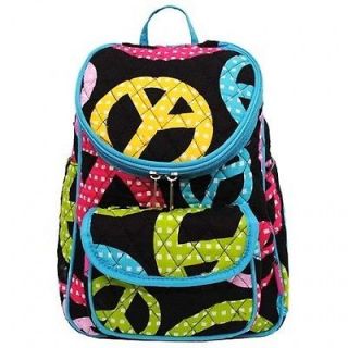 quilted multi peace signs mini backpack