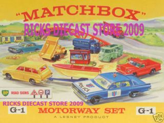 matchbox toys g 1 motorway gift set shop poster sign