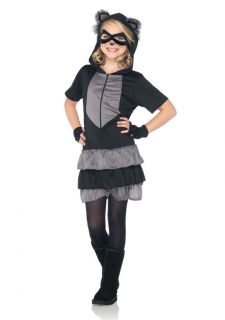NEW Girls Rascal Raccoon Dress Outfit Kids Childrens Halloween Animal 