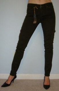 NWT Paige Premium Denim Skinny Cargo Pants/ Jeans size 27 dark green
