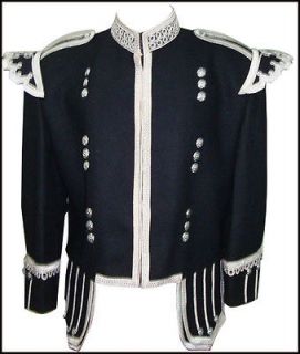 brand new black military piper drummers tunic doublet from pakistan