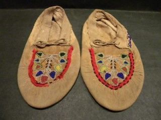 Early Circa 1890s 1900 Native American Beaded Indian Moccasins