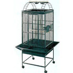 parrot bird wrought iron cage 18x18x53 play top green returns