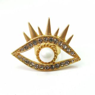 New Womens Pandora Magic Gold Big eye Alloy Ring punk eyelash 