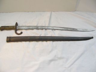 MODEL 1866 FRENCH CHESSEPOT BAYONET & SCABBARD DATED 1874