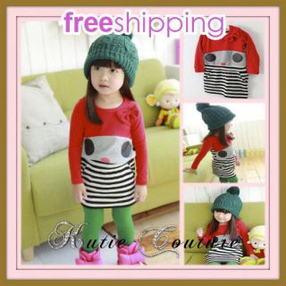 Boutique Girl Cutest Extra Large Cartoon Dolly Face Stripe Pocket 