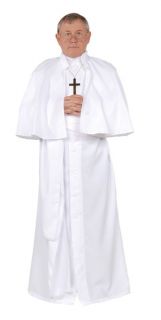 WHITE POPE ADULT COSTUMES CARDINAL CATHOLIC PRIEST FATHER MENS ROBE 